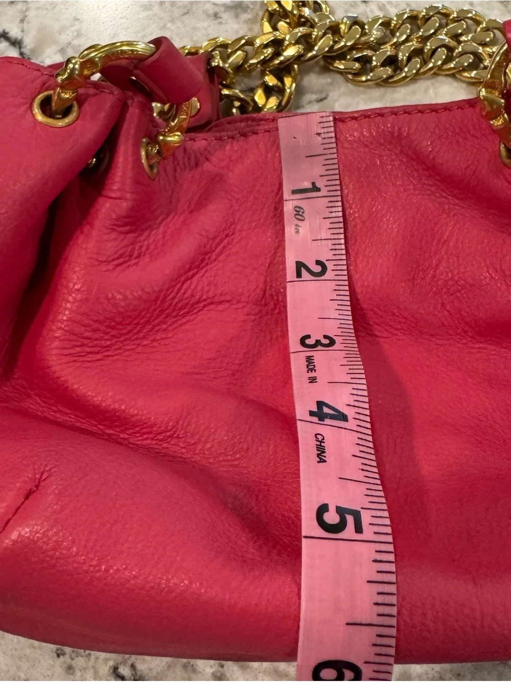 Y2K Juicy Couture Bright Pink Leather Shoulder Bag Purse Rare